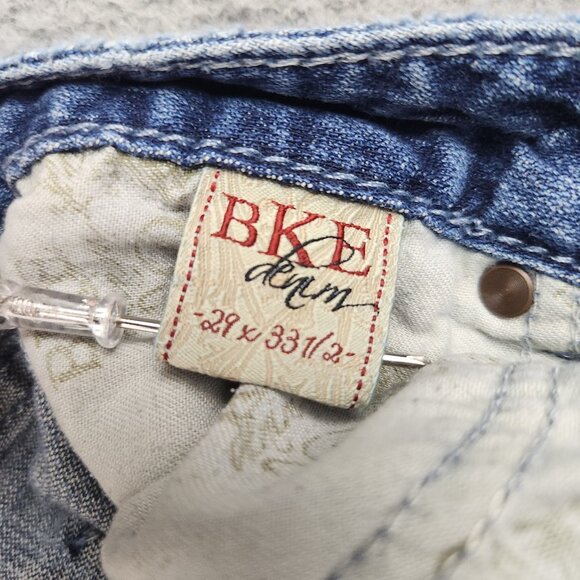 BKE Denim Jeans Womens 29 Blue Sabrina Boot Low Rise Thick Stitch Pocket Stretch - Picture 9 of 11
